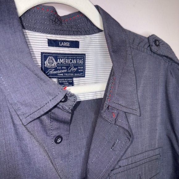 American Rag Men’s Long Sleeve Button-Up Shirt – Size Large Gray - Picture 3 of 5